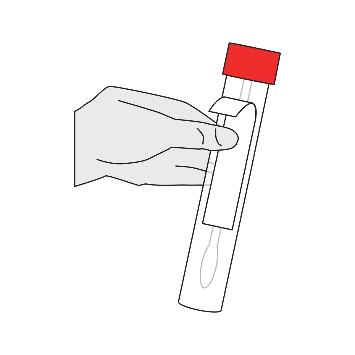 The label being pressed onto the swab tube