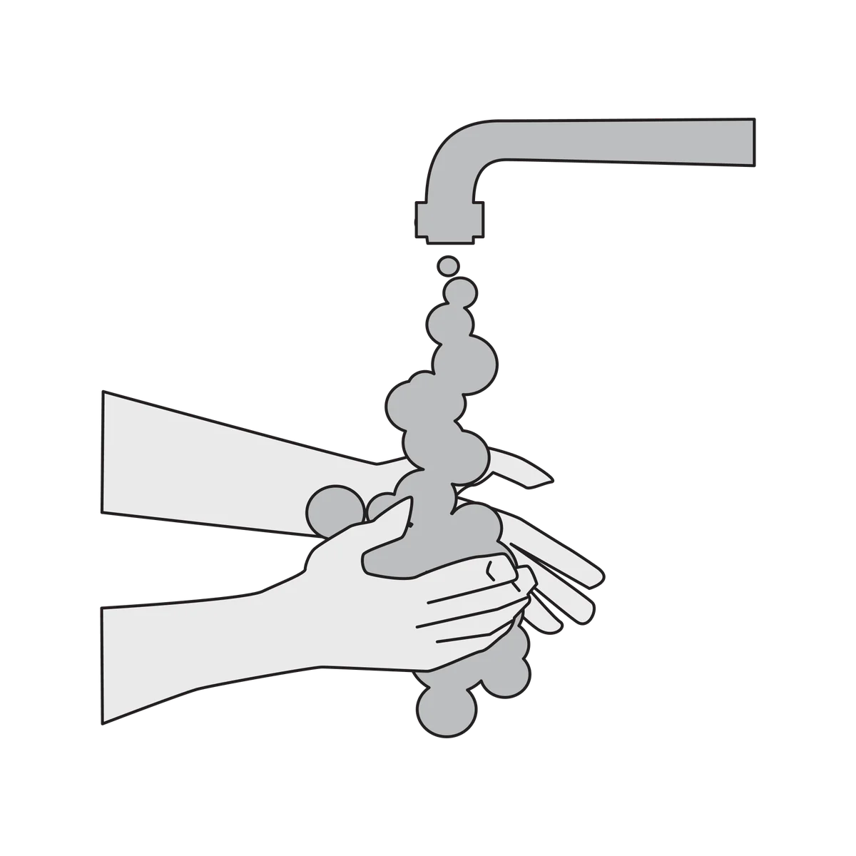 Hands being washed with soap under a running tap